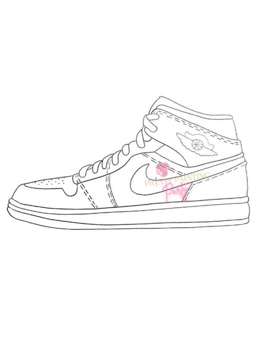 Air Jordan 1 Pre-drawn Canvas Outlined Canvas Sip & Paint DIY Paint Party  Paint Night 